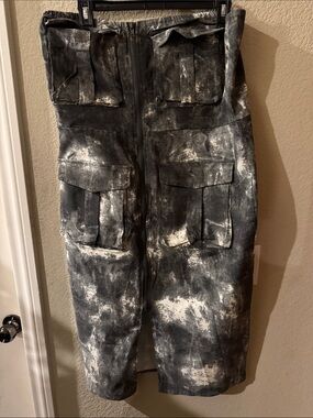 like an angel Strapless Black and White Tie-Dye Dress